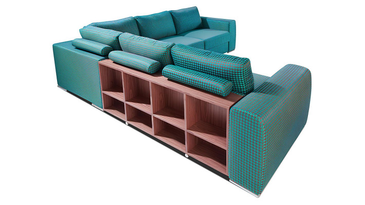 Independent corner sofa with shelf for the living room