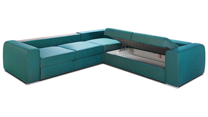Independent corner sofa with shelf for the living room
