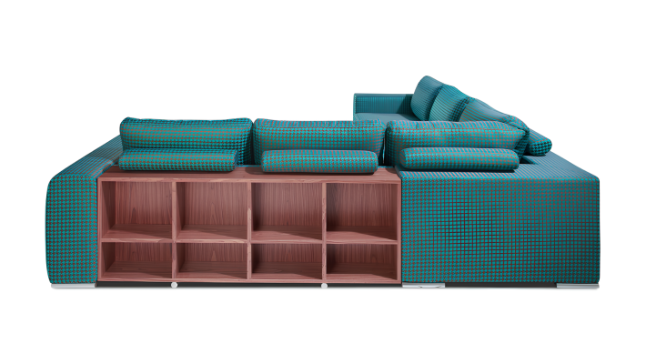 Independent corner sofa with shelf for the living room