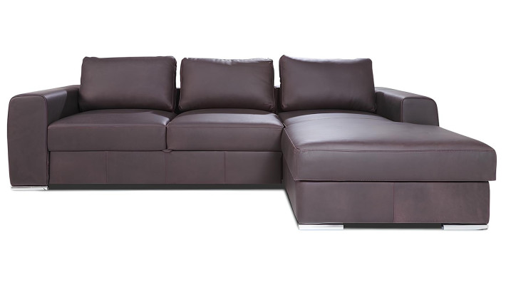 Modern L-shaped sofa with leather cover and bed function