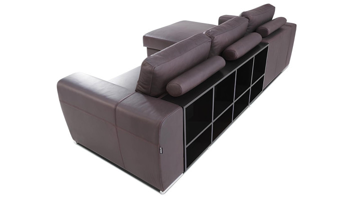 Modern L-shaped sofa with leather cover and bed function