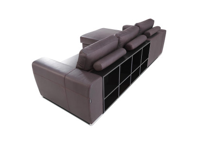 Modern L-shaped sofa with leather cover and bed function