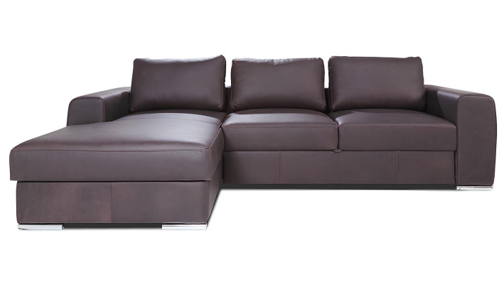 Modern L-shaped sofa with leather cover and bed function