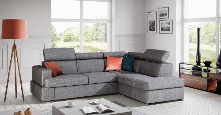Modern L-shaped sofa with bed function