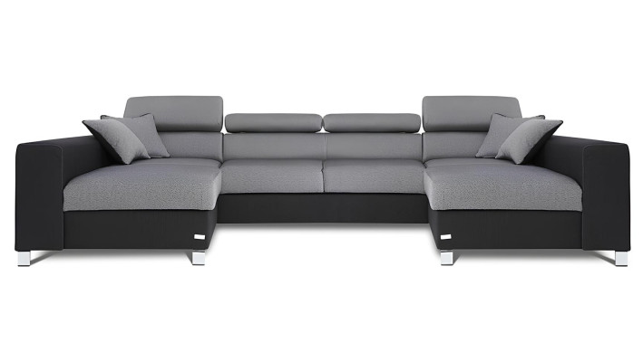 U-shaped sofa with bed function made of fabric