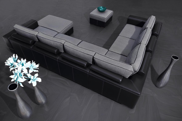 U-shaped sofa with bed function