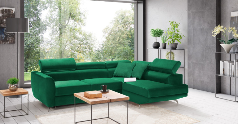 Corner sofa with storage space and bed function