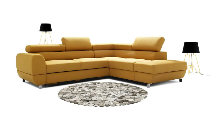 Modern gray corner sofa with bed mechanism