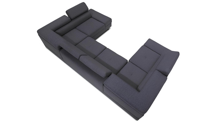 U-shaped sofa with bed function and storage for textiles