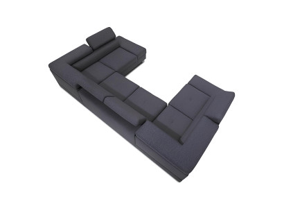 U-shaped sofa with bed function and storage for textiles