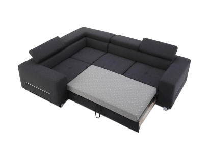 Modern gray L sofa with bed function