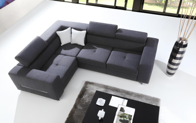Modern gray L sofa with bed function