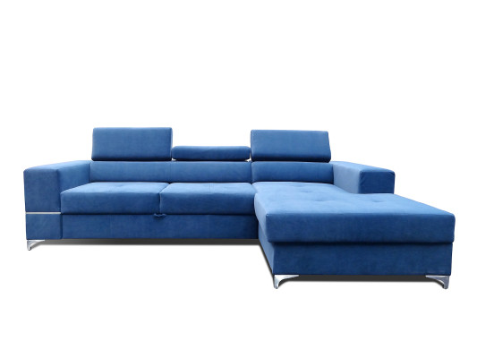 Modern L sofa made of fabric with storage space for the bed