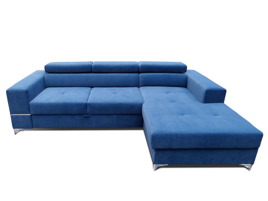 Modern L sofa made of fabric with storage space for the bed