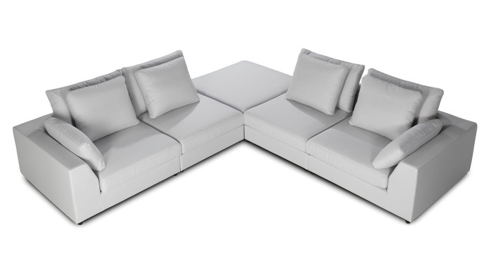 Modern white L-shaped corner sofa