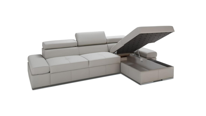 Modern corner sofa with pattern, covered in 100% leather