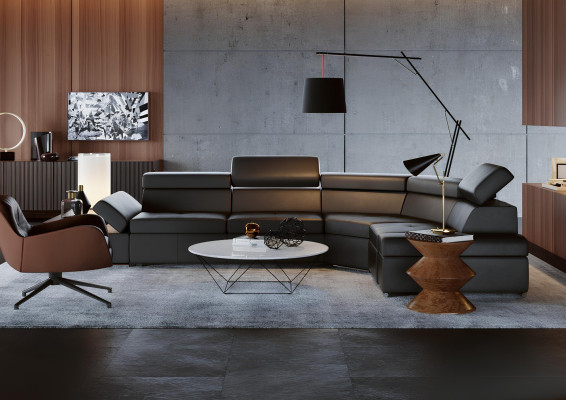 Modern corner sofa made of 100% leather