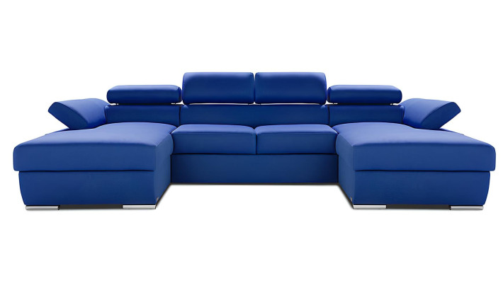 U-shaped sofa with bed function in fabric, upholstered design