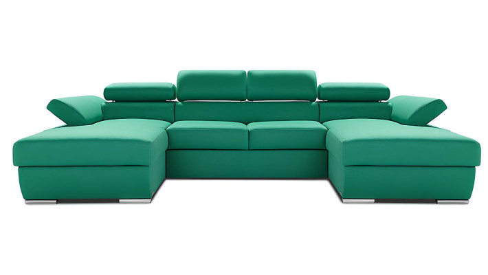 U-shaped sofa with bed function in fabric, upholstered design
