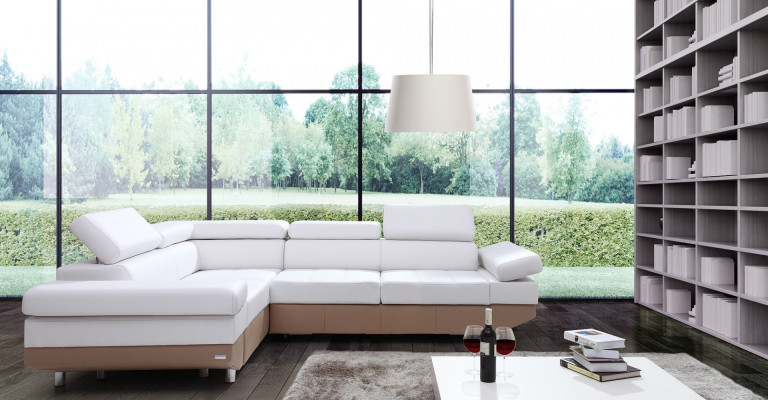 Modern corner sofa with landscape design, corner, set, upholstered, 100% leather
