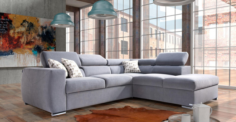 Modern gray corner sofa