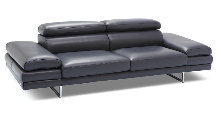 100% Italian leather, modern design, 2-seater sofa black