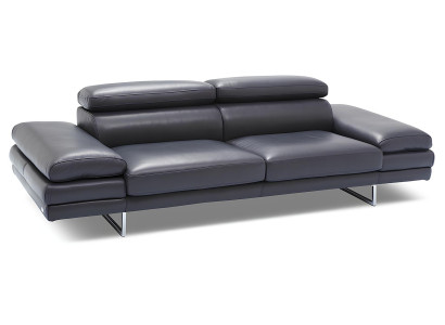 100% Italian leather, modern design, 2-seater sofa black