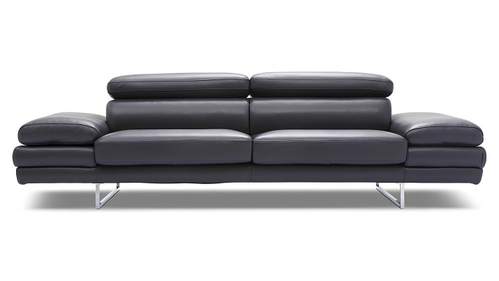 100% Italian leather, modern design, 2-seater sofa black