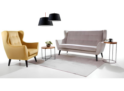 Yellow designer relaxation chair for in front of the TV