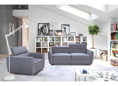 Modern 3+1 sofa made of fabric with bed function