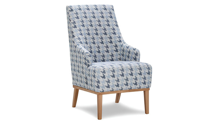 Design fabric and leather armchair for one person in the TV room