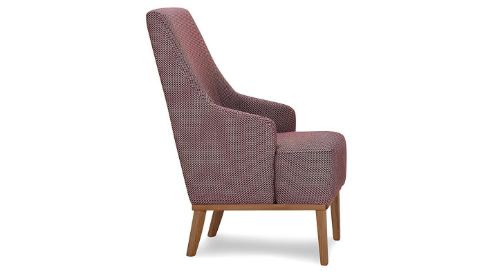 Design fabric and leather armchair for one person in the TV room