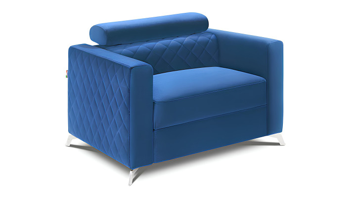 Modern and comfortable fabric and leather armchair