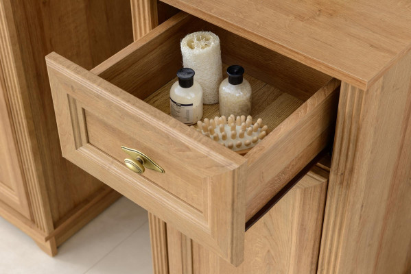 New standalone bathroom furniture, oak, wall-mounted cabinet