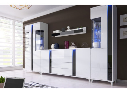 High-gloss living wall, wall unit, living room cabinet, display cabinet, sideboard, living walls