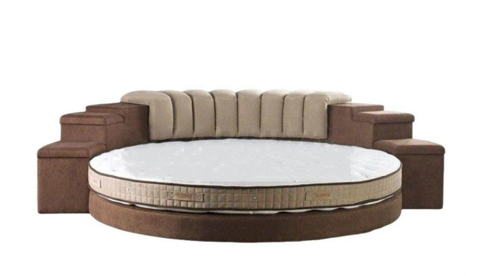 Round bed modern design luxury upholstered round beds textile fabric