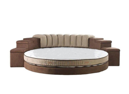 Round bed modern design luxury upholstered round beds textile fabric