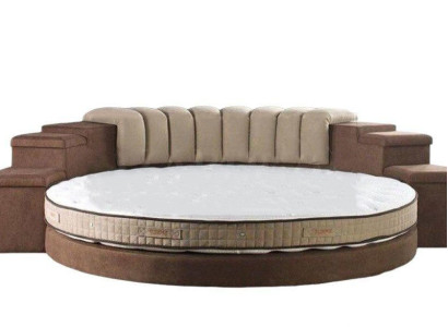 Round bed modern design luxury upholstered round beds textile fabric