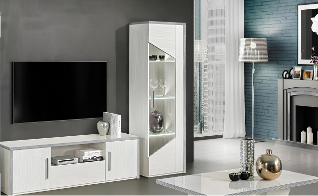 White display cabinet with 1 door modern design