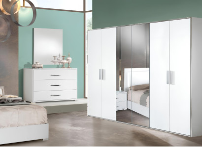 6-piece bedroom set bed nightstand wardrobe dresser mirror