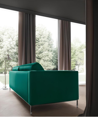 Green fabric sofa for two people