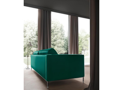 Green fabric sofa for two people