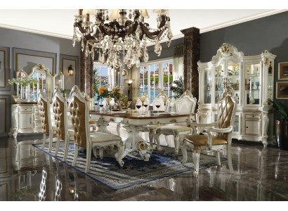 Carved wooden dining table living room dining room table Baroque Rococo xxl tables