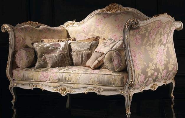 Designed living room sofa for 4 people, armchair, velvet fabric in 4 pieces, classic furniture