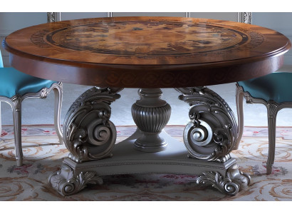 Round dining table made of Italian solid wood