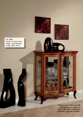 Classic display cabinet glass cupboard wooden living room luxury brown sideboard