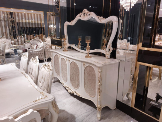Dining room table 8 x chair sideboard mirror sideboard set 10 pcs.
