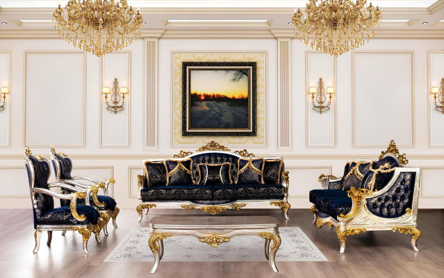 Classic Baroque wooden coffee table - Classic furniture living room tables