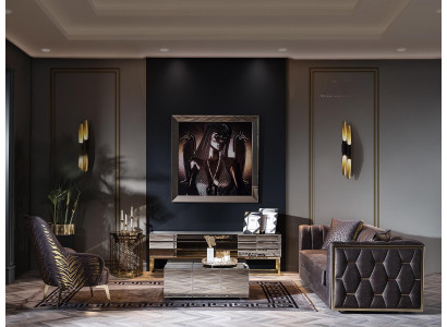 Modern three-seater sofa and armchair