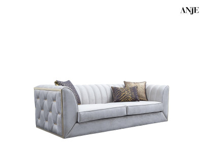 Modern white sofa with coffee table, upholstered sofa for living room, fabric sofas